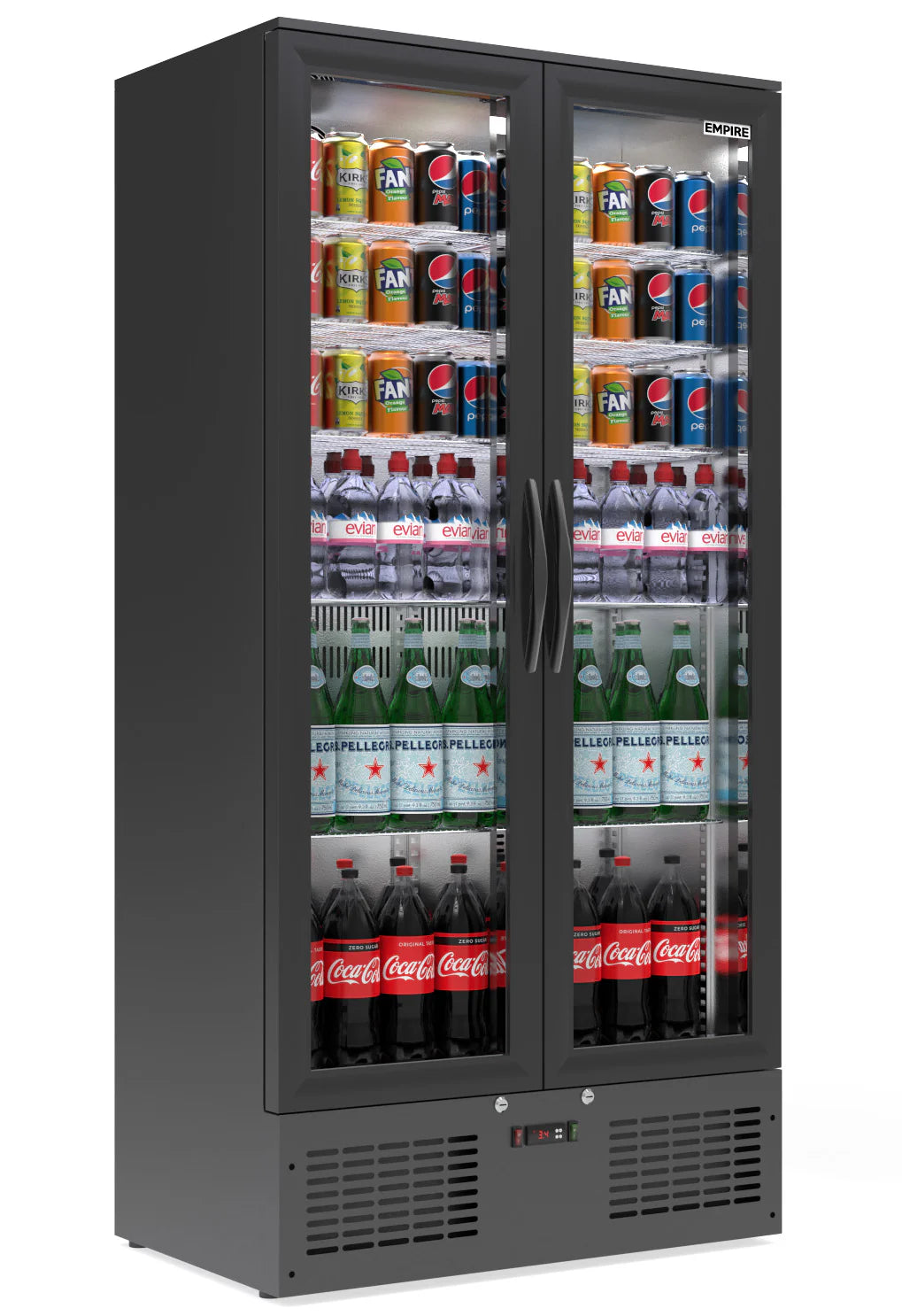 Empire CL-510H Double Door Back Bar Bottle Cooler, 466L Commercial Drinks Display Fridge
