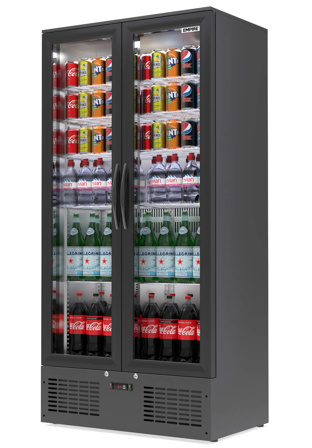 Empire CL-510H Double Door Back Bar Bottle Cooler, 466L Commercial Drinks Display Fridge
