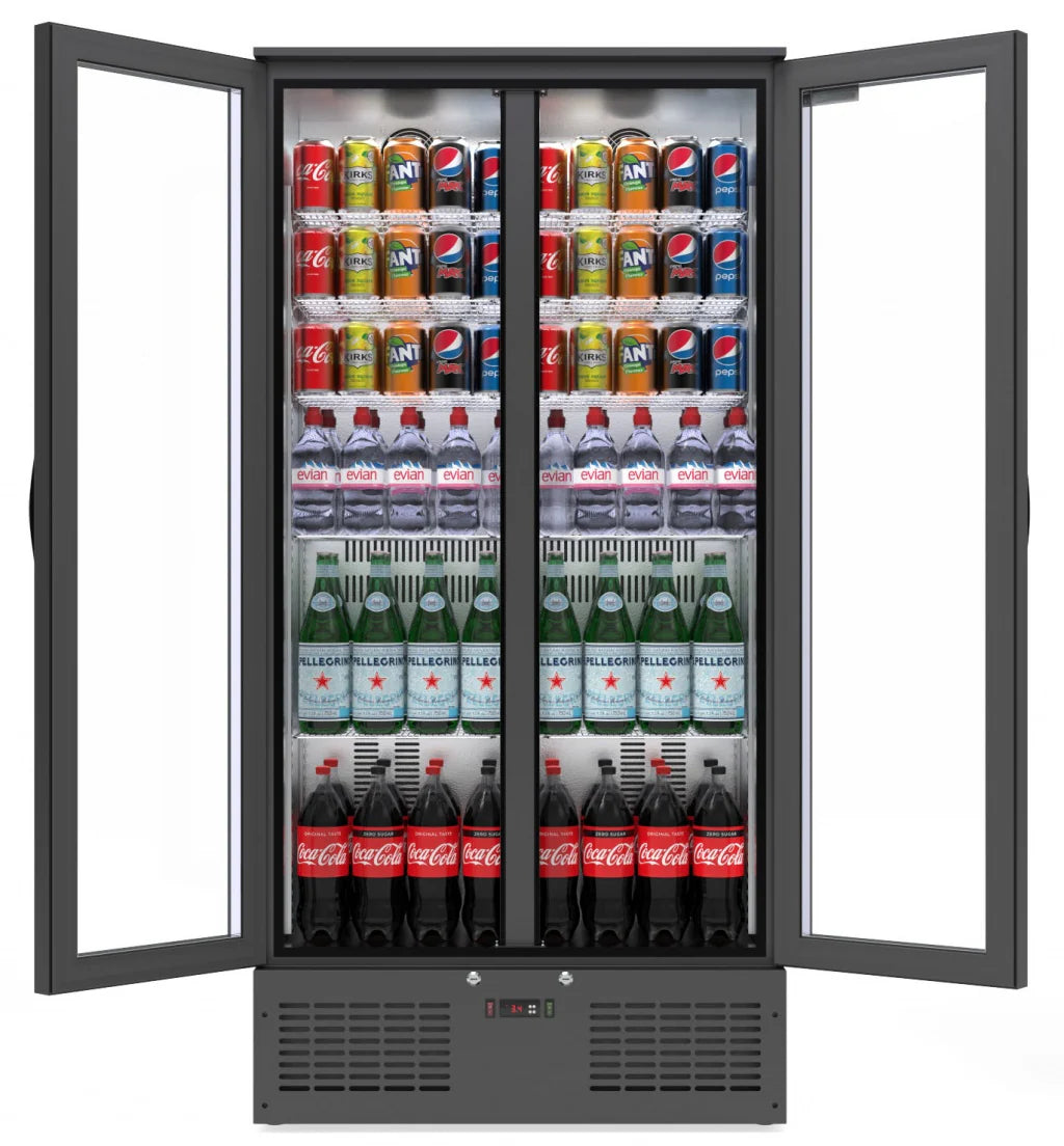 Empire CL-510H Double Door Back Bar Bottle Cooler, 466L Commercial Drinks Display Fridge