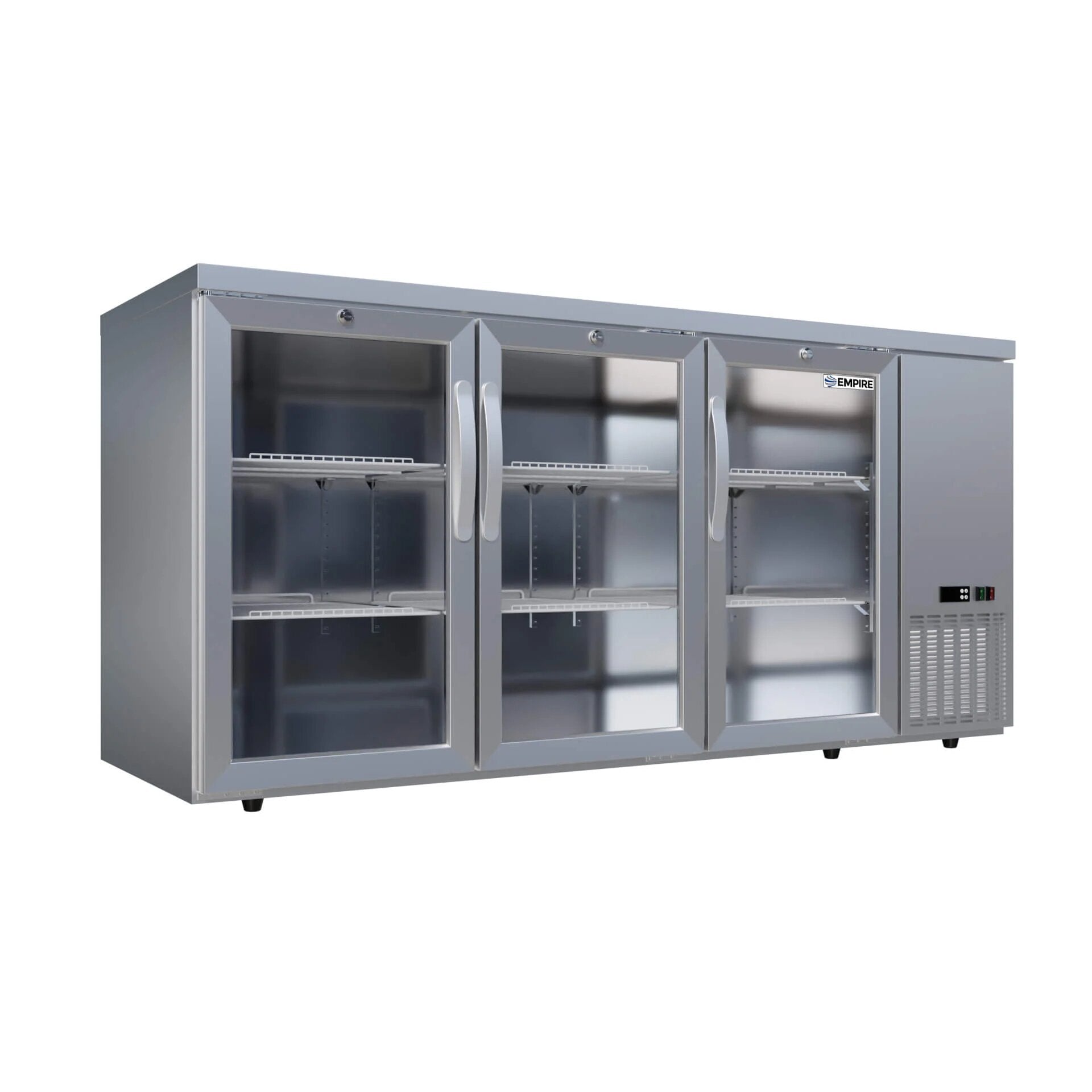 Empire High Capacity Stainless Steel Triple Door Bottle Cooler – Hinged Undercounter Low Height | CL-526HR