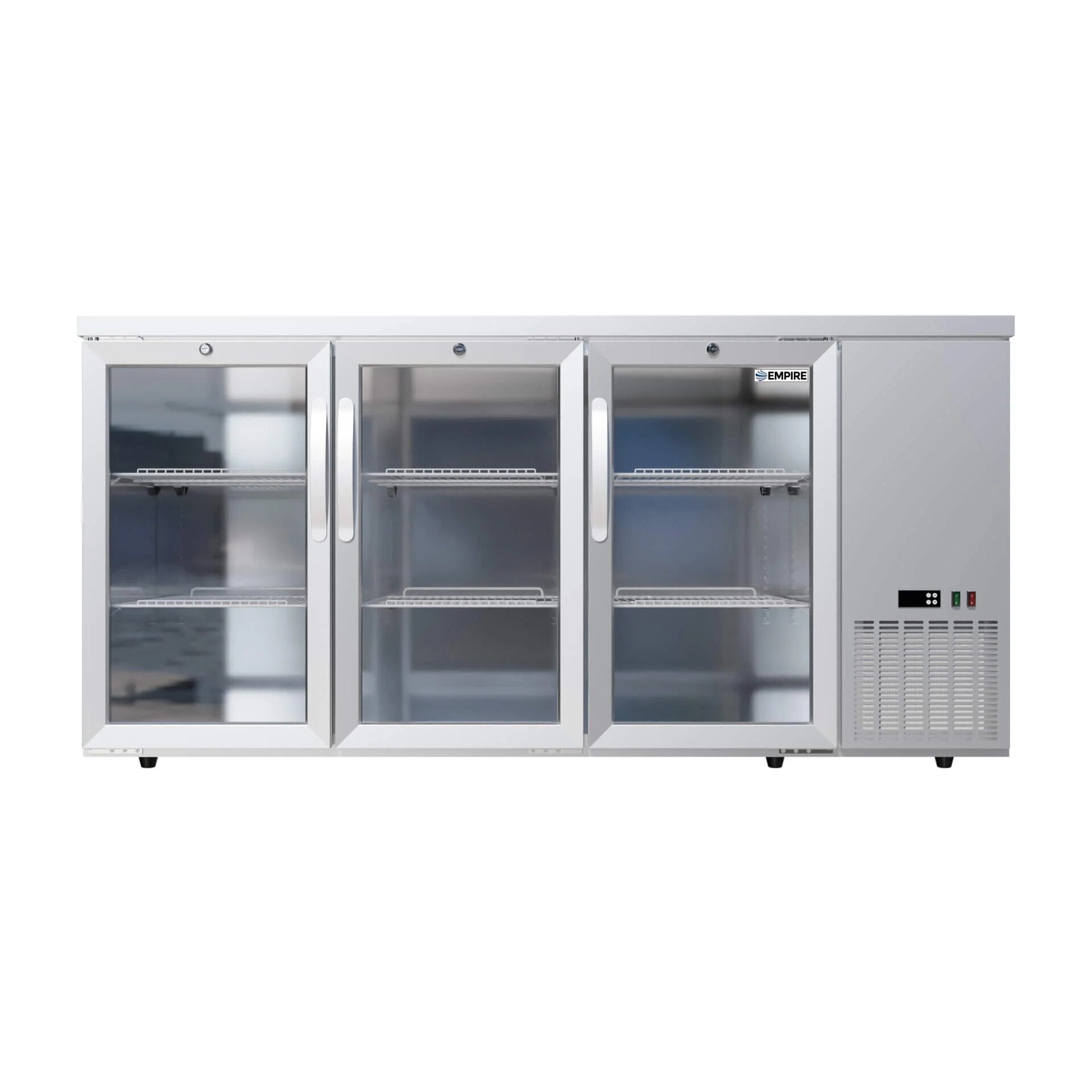 Empire High Capacity Stainless Steel Triple Door Bottle Cooler – Hinged Undercounter Low Height | CL-526HR