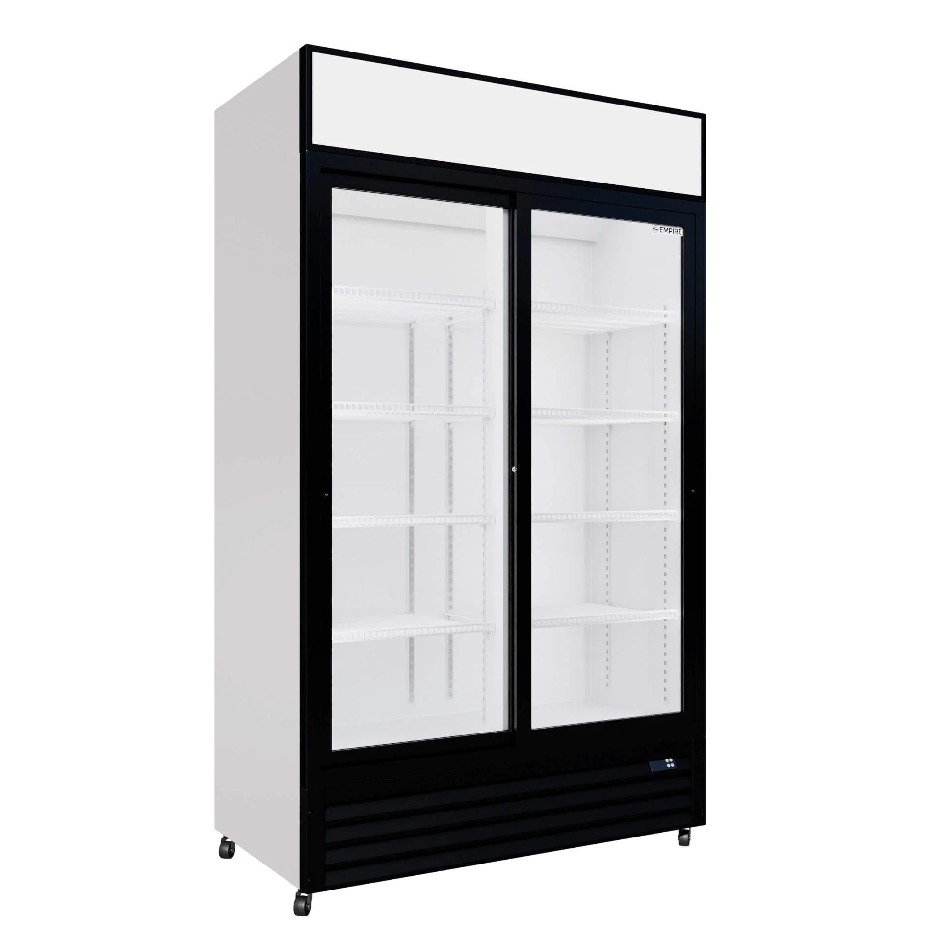 Empire CL-690B Double Door Sliding Display Cooler, 690L Commercial Fridge with Canopy