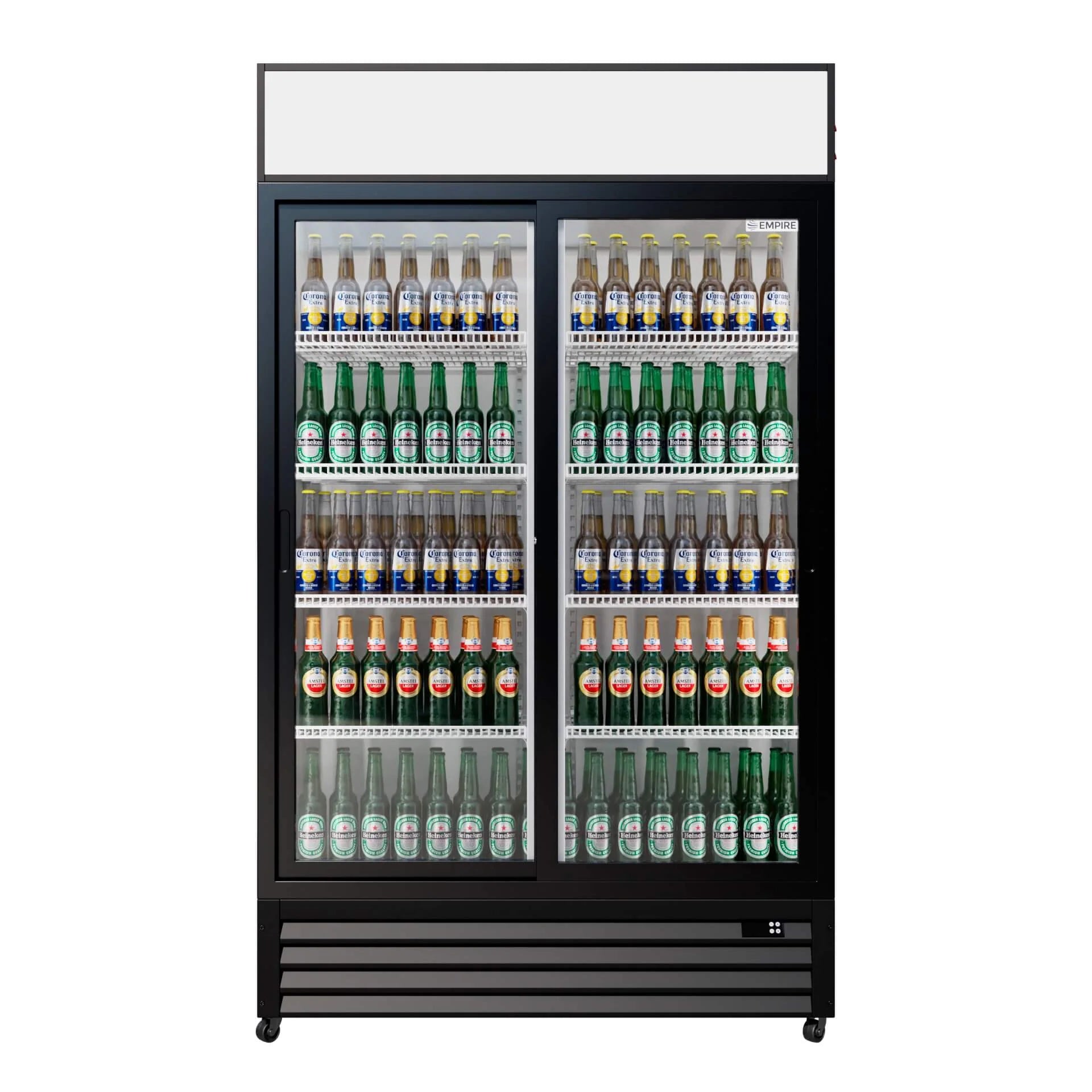 Empire CL-690B Double Door Sliding Display Cooler, 690L Commercial Fridge with Canopy