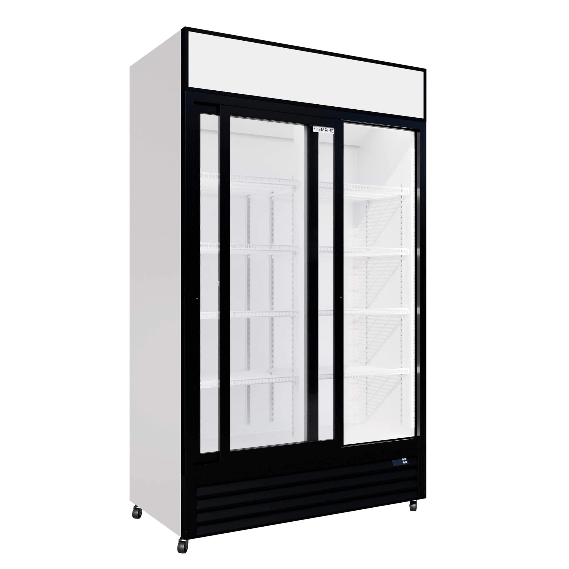 Empire CL-690B Double Door Sliding Display Cooler, 690L Commercial Fridge with Canopy