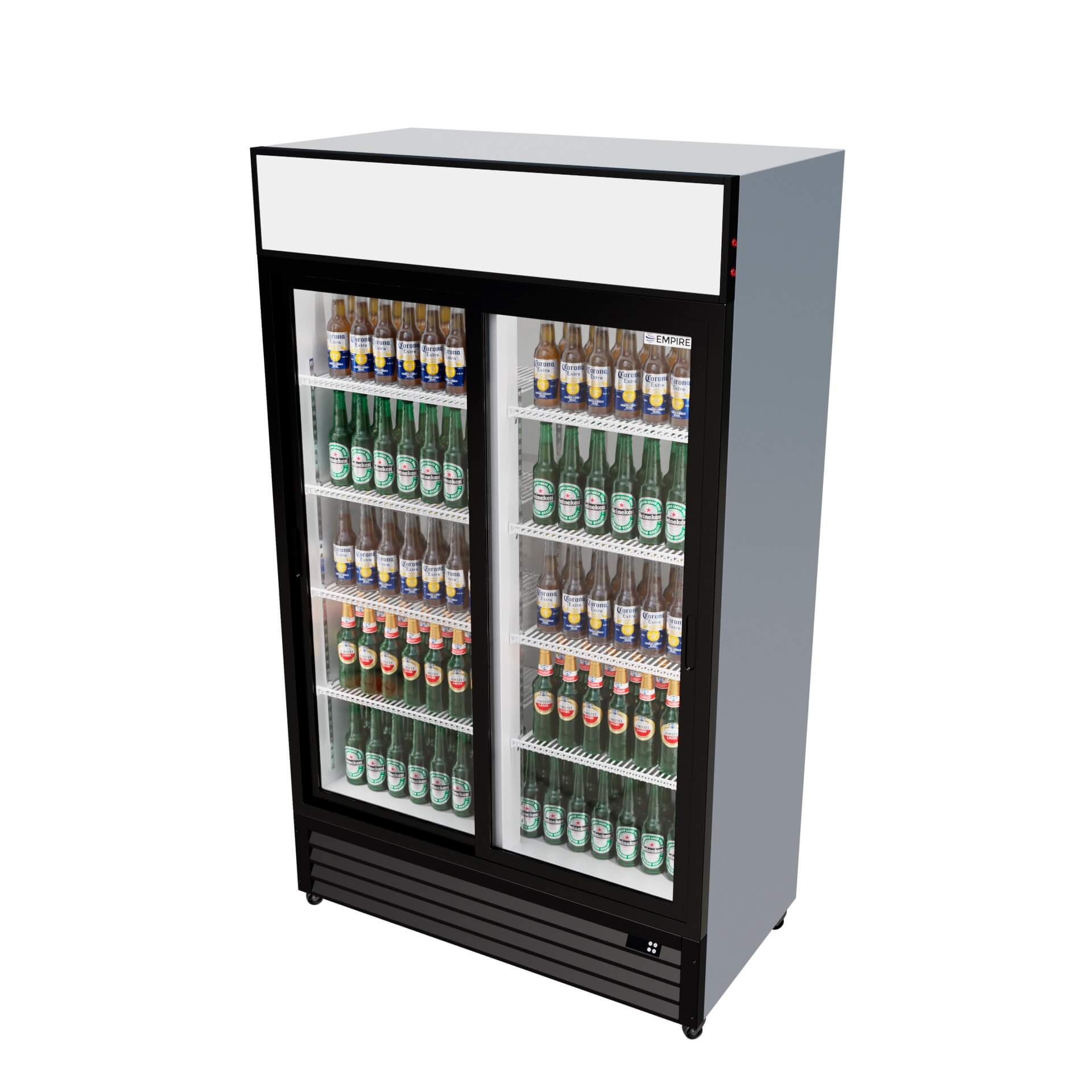 Empire CL-690B Double Door Sliding Display Cooler, 690L Commercial Fridge with Canopy