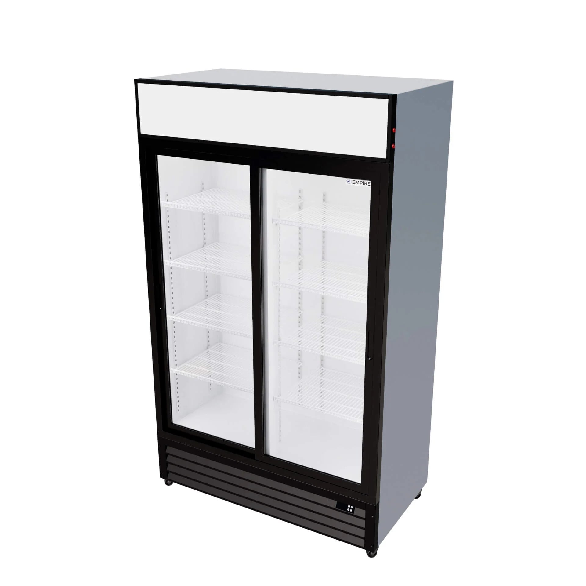 Empire CL-690B Double Door Sliding Display Cooler, 690L Commercial Fridge with Canopy