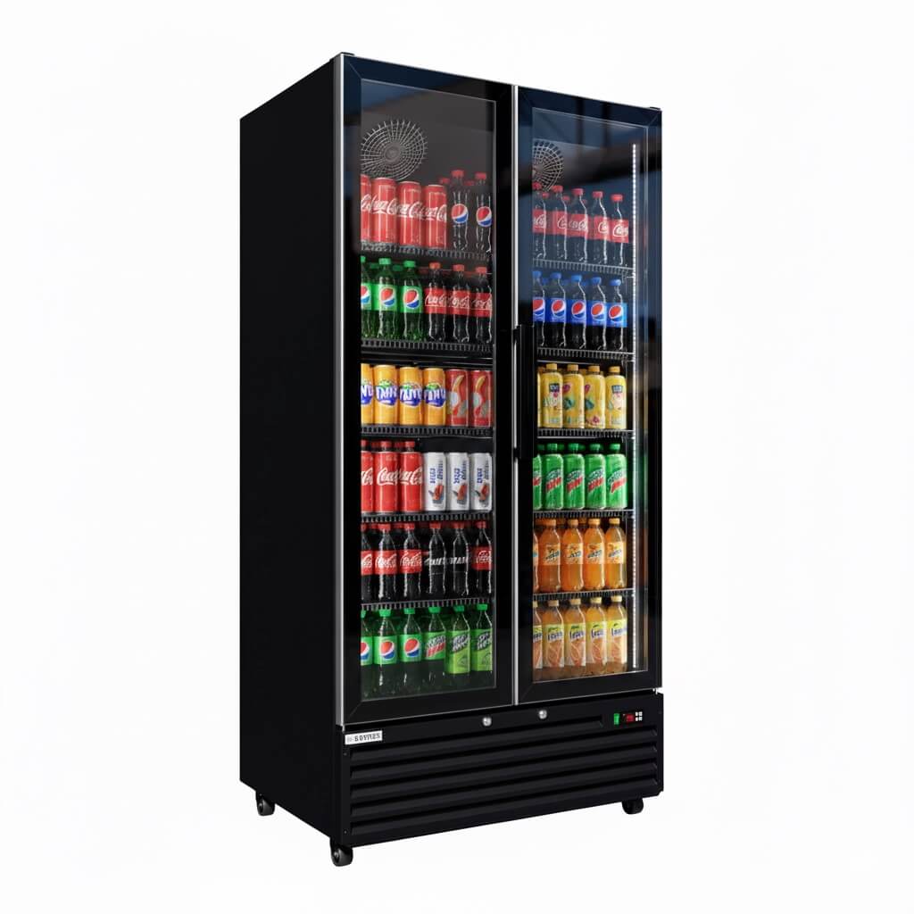 Empire CL-800W Double Door Upright Back Bar Bottle Cooler – 776L Commercial Glass Door Display Fridge Merchandiser