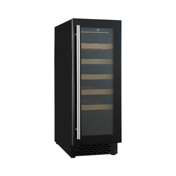 Combisteel 50L Single Zone Wine Cooler – Ventilated LED Display Fridge for 20 Bottles, Black, Reversible Door