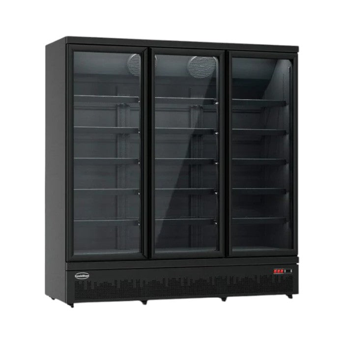 Combisteel Triple Glass Door Display Fridge Merchandiser 1530L, Black