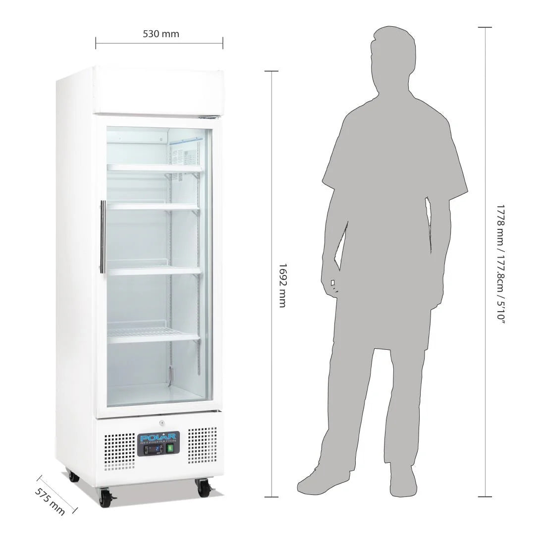 Polar Display Fridge 228L DM075 | Fan-Assisted Cooling, LED Interior Light & Lockable Door