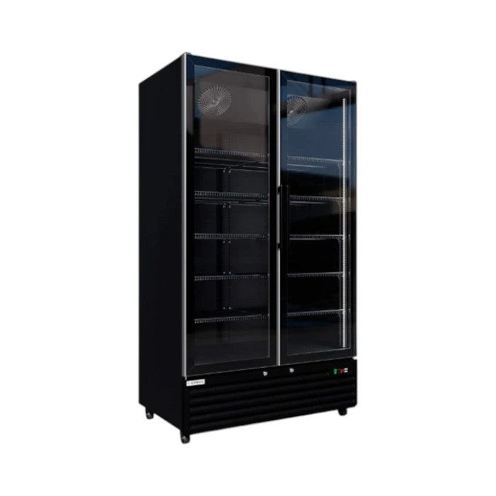 Empire CL-1000W Double Door Upright Back Bar Bottle Cooler – 879L Commercial Glass Door Display Fridge with LED Lighting and Digital Temperature Control