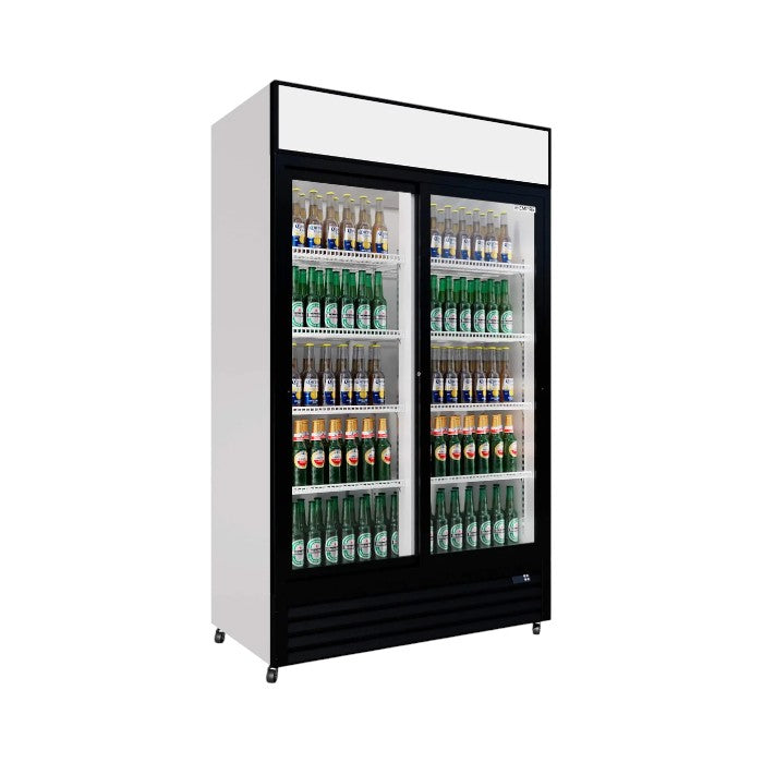 Empire CL-690B Double Door Sliding Display Cooler, 690L Commercial Fridge with Canopy