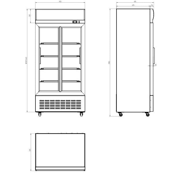 Blizzard GD630SL Double Glass Sliding Door Merchandiser 630L White