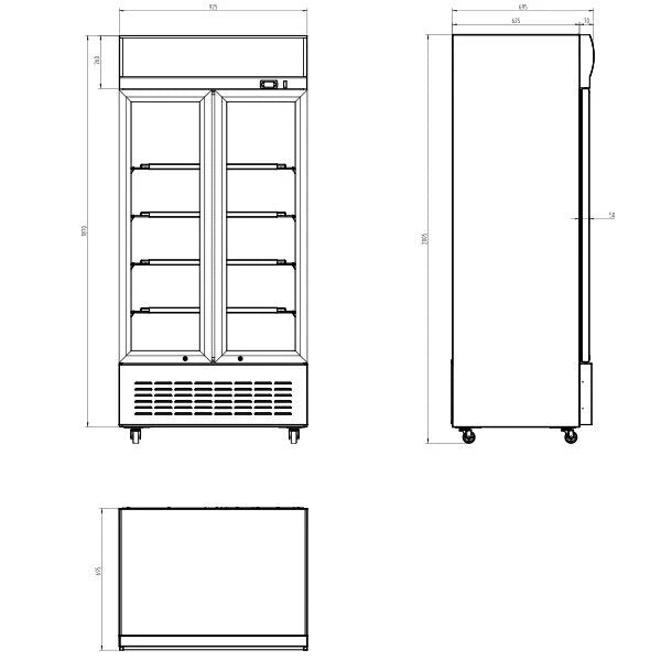 Blizzard Double Glass Door Merchandiser 630L – White Laminated Exterior with LED Illumination GD630