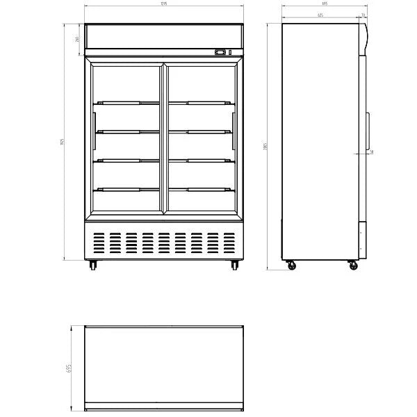 Blizzard GD900SL Double Glass Sliding Door Merchandiser 908L White