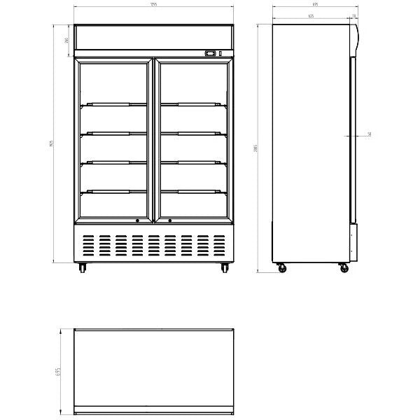 Blizzard GD900 Double Glass Door Merchandiser 908L