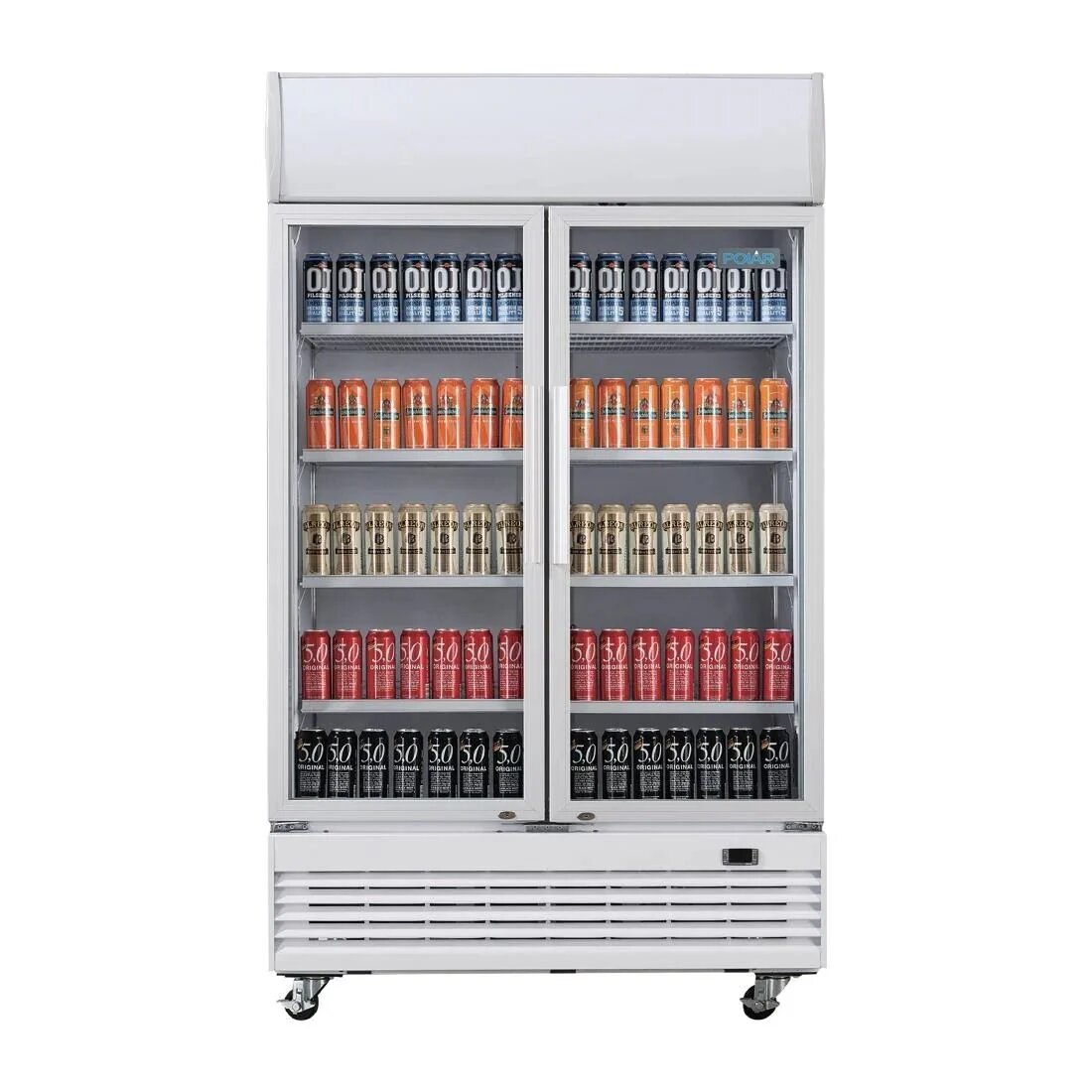 Polar GE580 Upright Display Cooler 950L Hinged Doors White