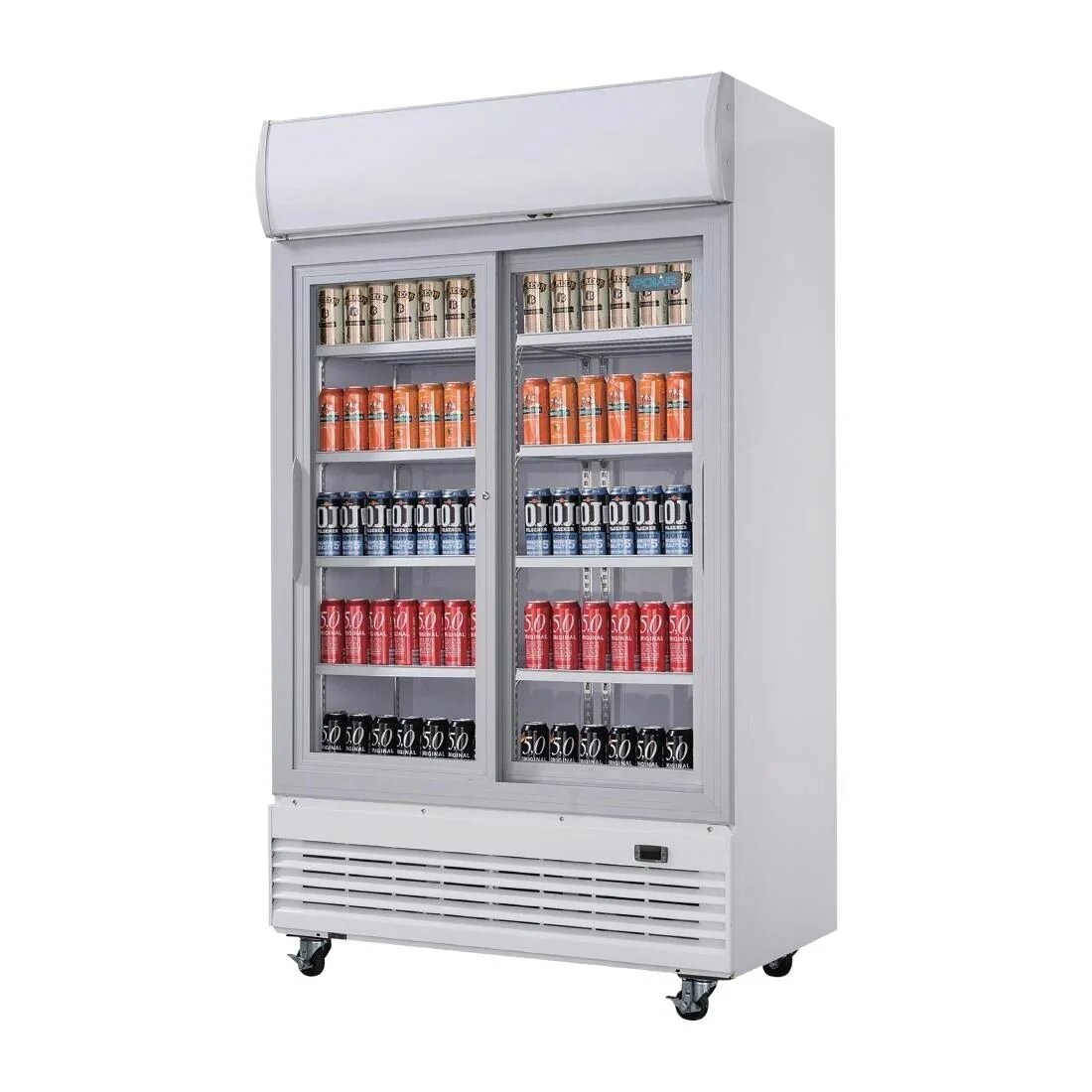 Polar GE580 Upright Display Cooler 950L Hinged Doors White