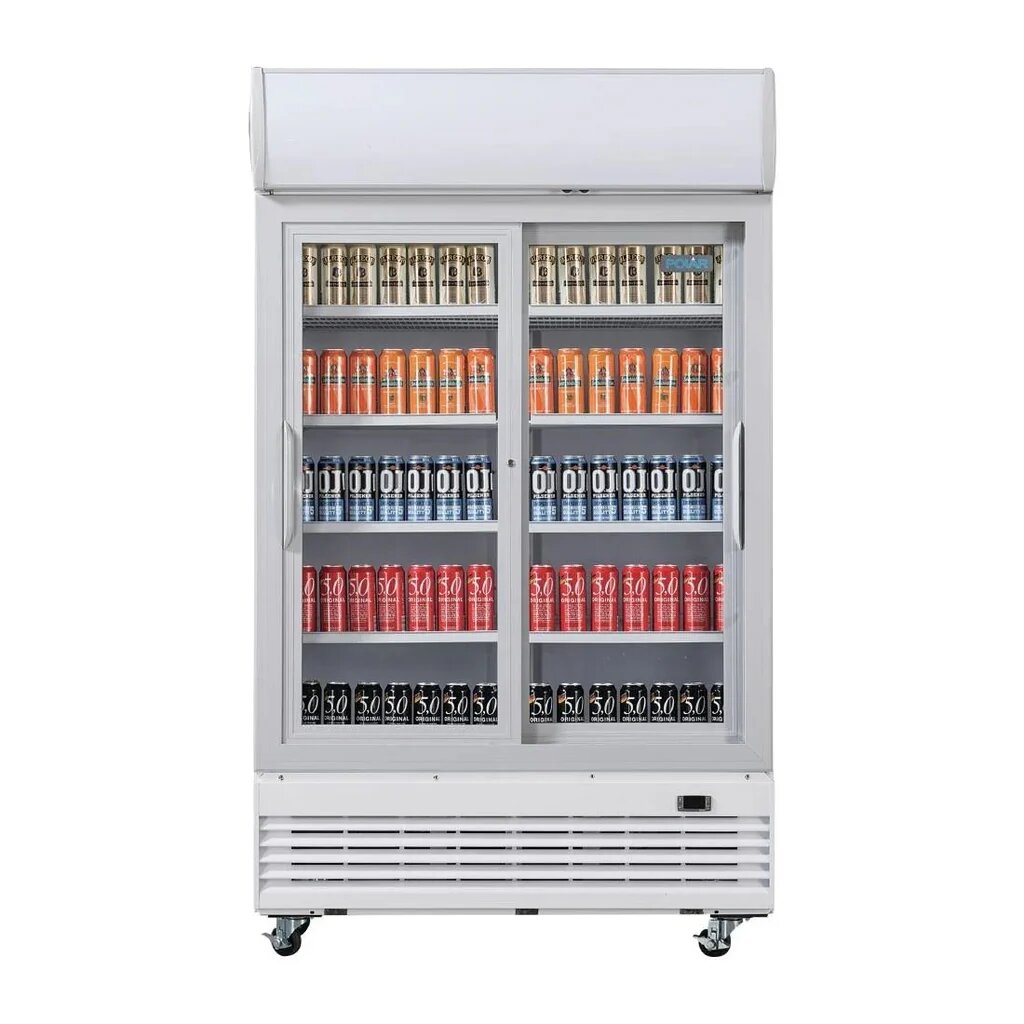 Polar GE581 Upright Display Cooler 950L Sliding White