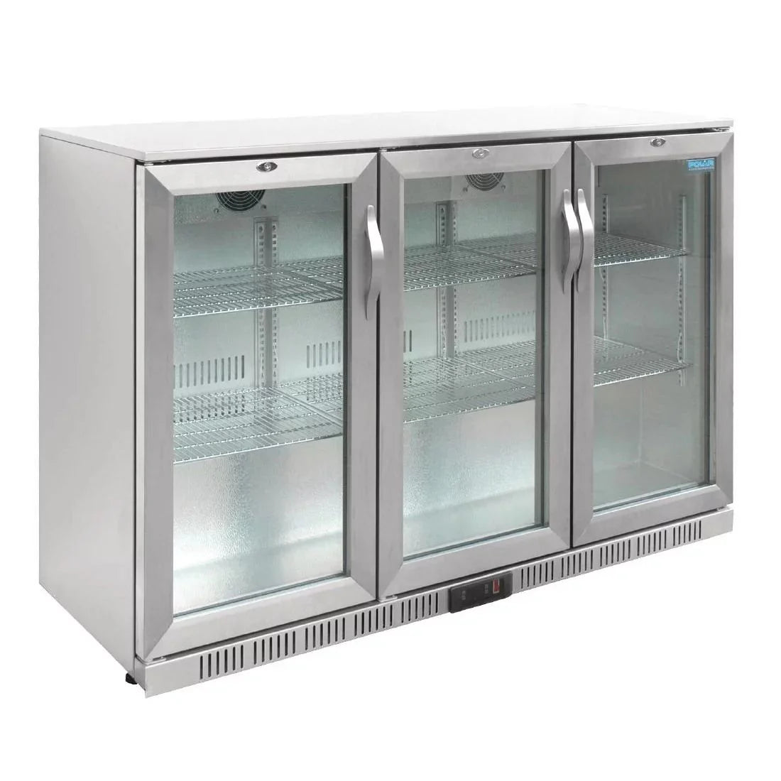 Polar GL009 Back Bar Cooler – 330L, Stainless Steel, Hinged Doors, LED Lighting, Commercial Bottle Fridge