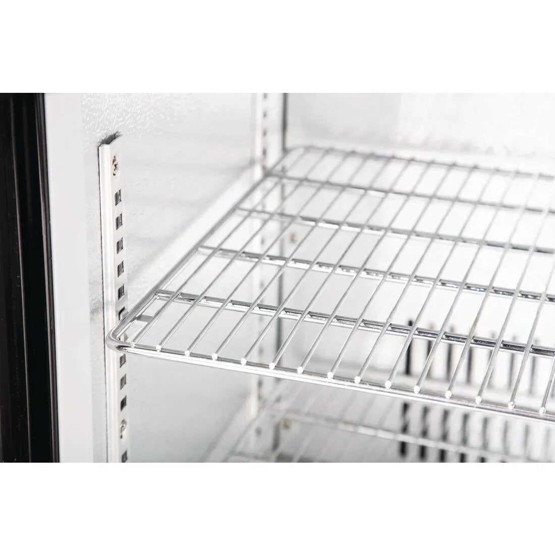 Polar Double Sliding Door Back Bar Cooler GL010 – Black with LED Lighting, 198L, Sliding Doors, Lockable
