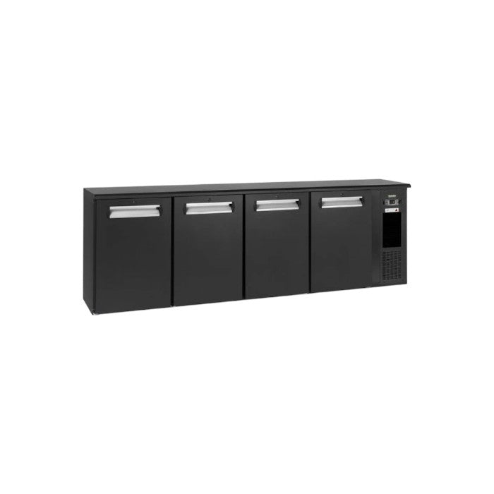 Gamko E3/2222MU84 Solid Four Door Black Undercounter Bottle Cooler – 722 x 330ml Capacity, Digital Display, 8 Shelves, 728L Gross Capacity