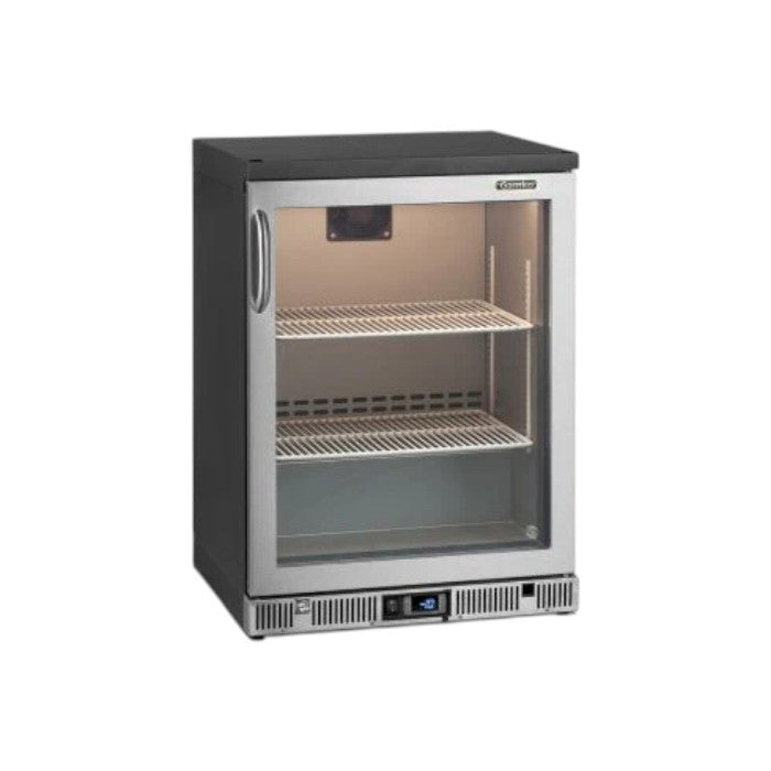 Gamko GF/100RGCS Right Hand Hinged Glass Single Door Stainless Steel Bottle Cooler – 50 Pint Glasses
