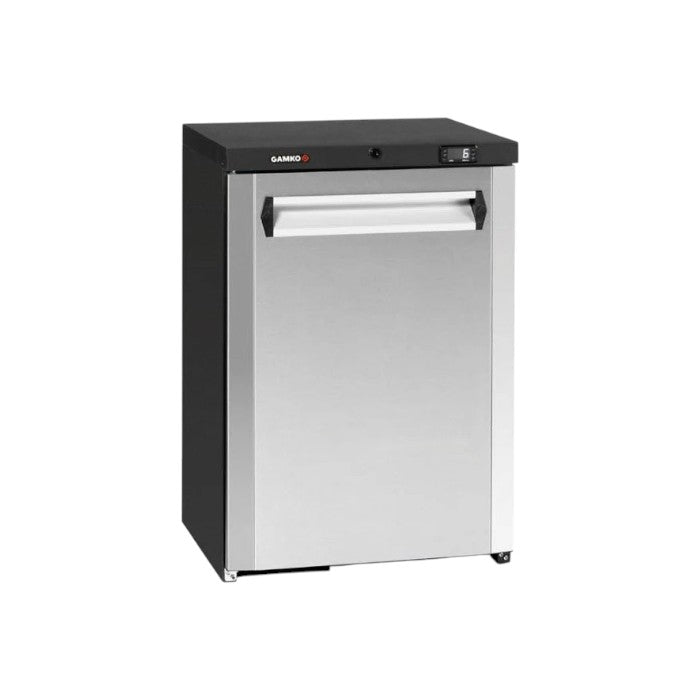Gamko MG3/150RCS Maxiglass Right Hand Hinged Solid Single Door Undercounter Stainless Steel Bottle Cooler – 150 Litres