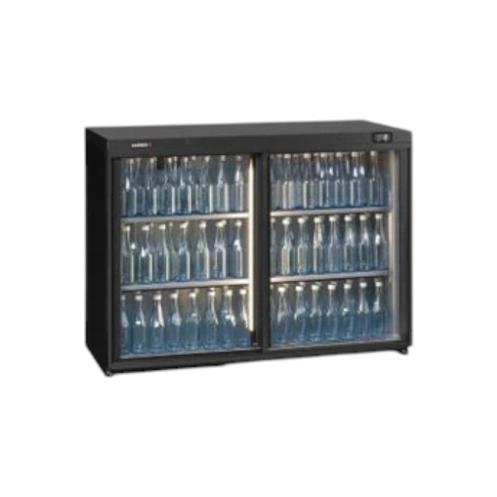 Gamko MG3/275SD Maxiglass 275L Sliding Glass Double Door Black Undercounter Bottle Cooler