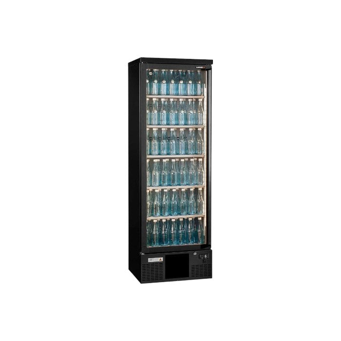 Gamko MG3/300RGCS Maxiglass Right Hand Hinged Stainless Steel Frame Glass Upright Bottle Cooler – 300 Litres