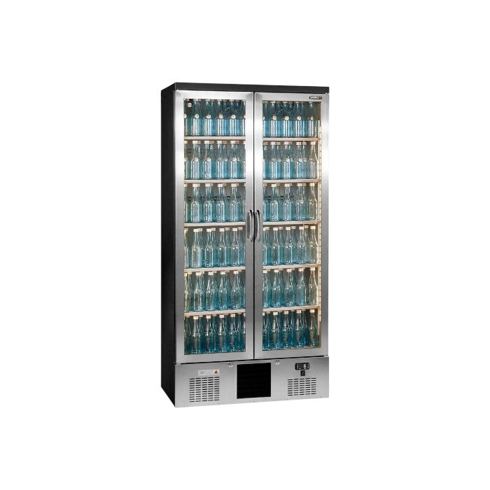 Gamko Maxiglass MG3/500GCS Upright Bottle Cooler, Double Hinged Glass Doors, Stainless Steel Frame, 500L Capacity