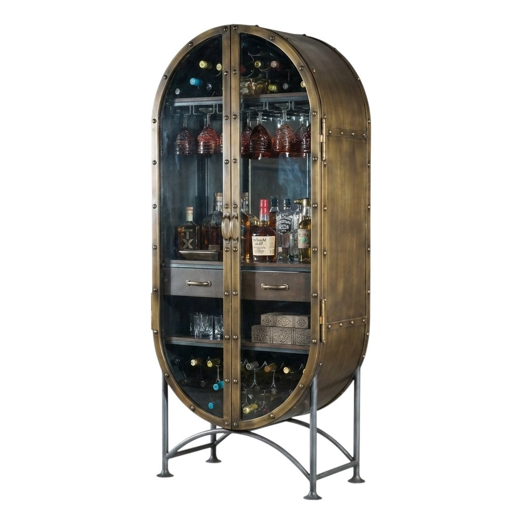Gentlemen's Craft Bar Cabinet | Rustic Modern Wine & Spirits Storage with Stemware Racks