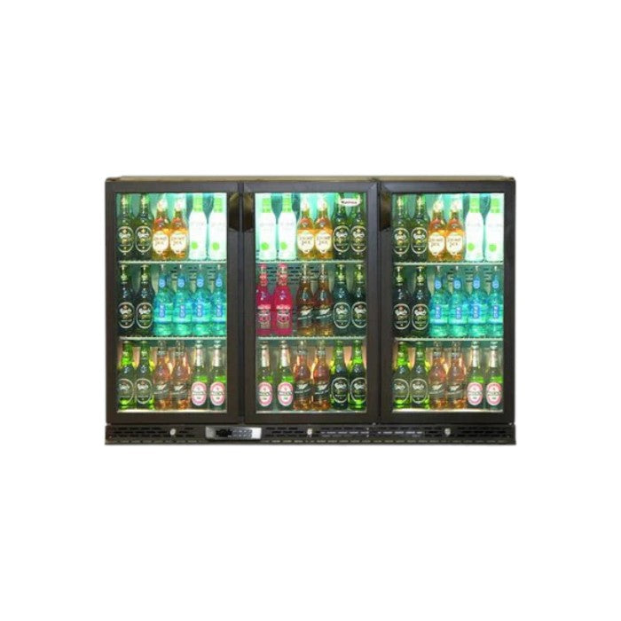 Infrico ZX3 Under Counter Bottle Cooler - 3 Doors, Grey Interior, Charcoal & Black Finish, 324 Bottle Capacity
