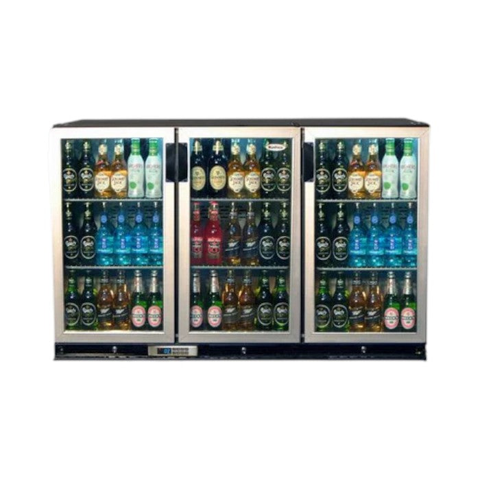 Infrico ZXS3 Under Counter Triple Door Bottle Cooler | Charcoal Finish, 324L, Forced Air Cooling