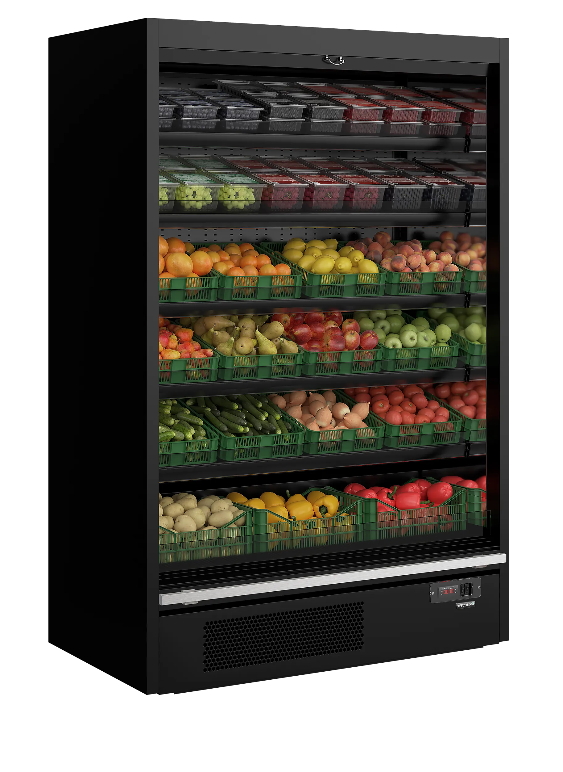 TEFCOLD Galaxy+ GP14 Black Open Front Multideck Display Fridge, -1 to +5°C, LED Lit Commercial Chiller