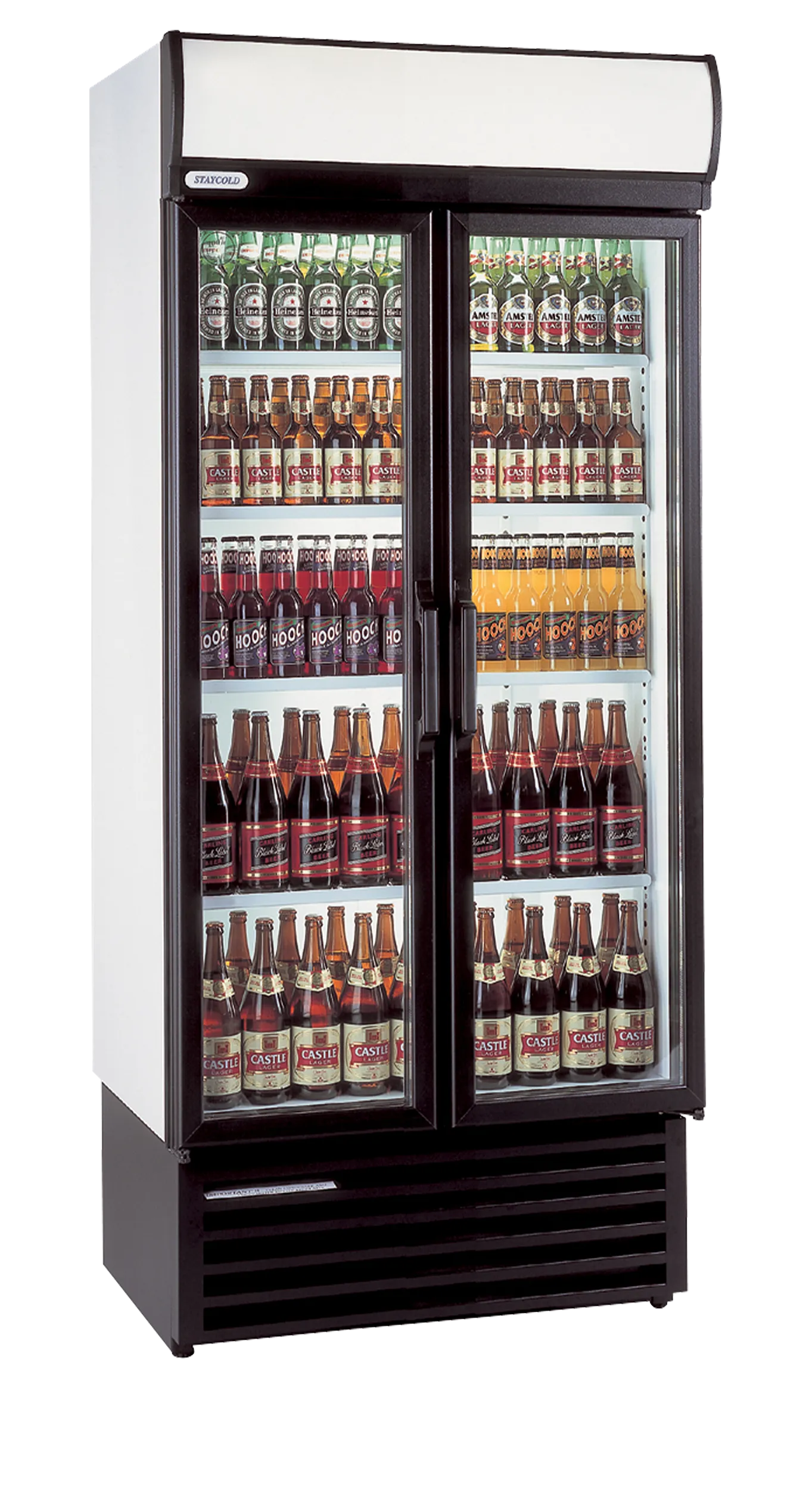 Glass Door Merchandiser HD890 – 2 Hinged Doors, LED Interior & Canopy Lighting, Fan Assisted Cooling, Adjustable Shelves, White Upright Chiller