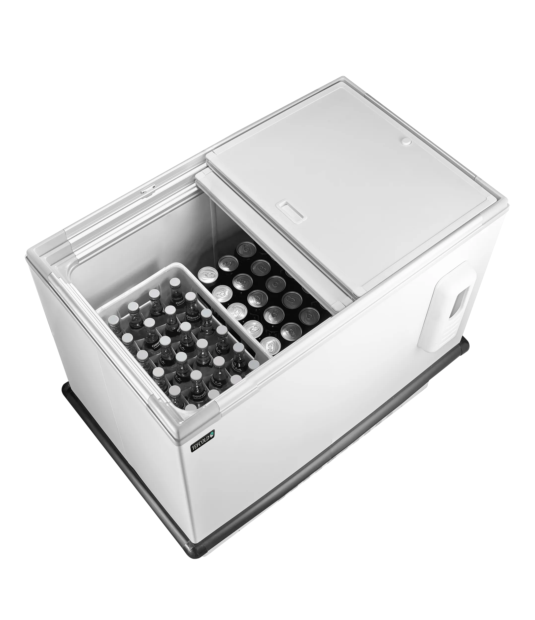 KBAK104PLUS Bottle Dump Cooler – 226L White Chest Cooler with Sliding Lids & Heavy-Duty Wheels