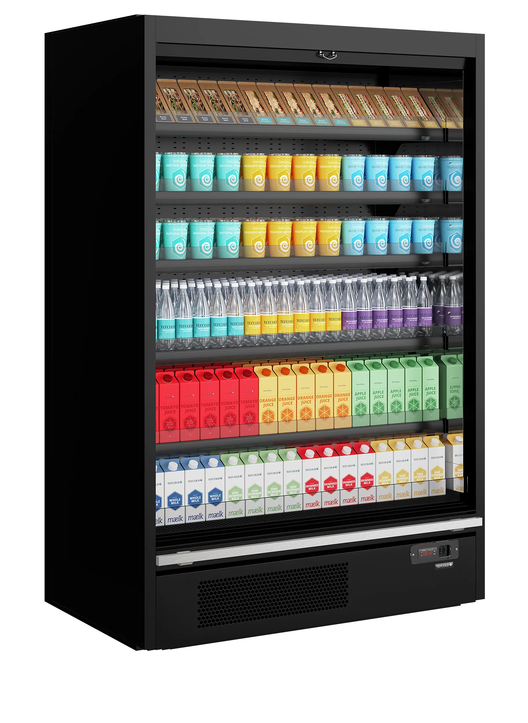 TEFCOLD Galaxy+ GP14 Black Open Front Multideck Display Fridge, -1 to +5°C, LED Lit Commercial Chiller