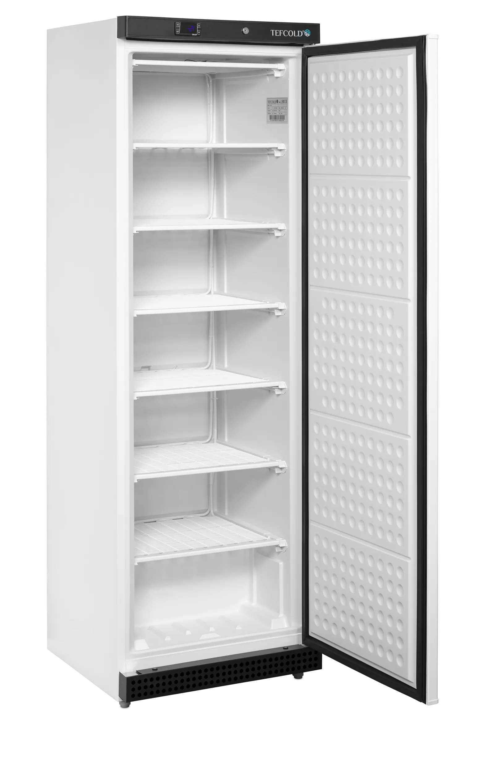 Upright Freezer UF400 – 400L White Solid Door Freezer with Electronic Thermostat, Fixed Shelves, Lock & Digital Temperature Display