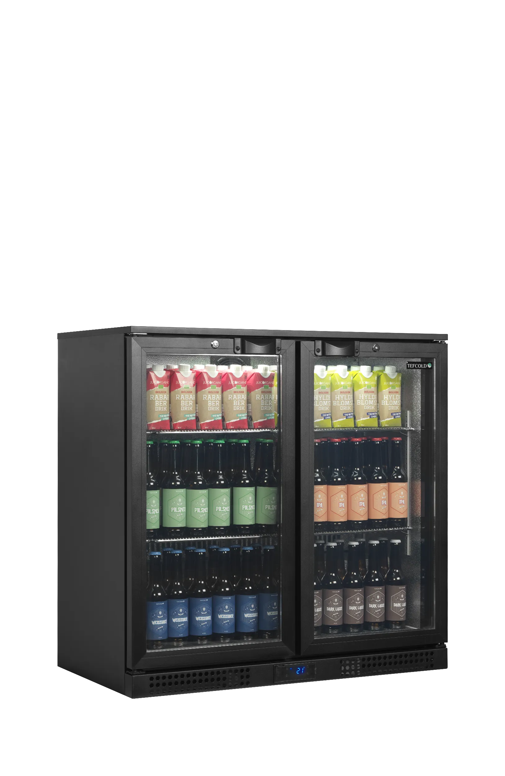 Back Bar Cooler BA21H – Energy Class A Double Glass Door Backbar Fridge with LED Lighting