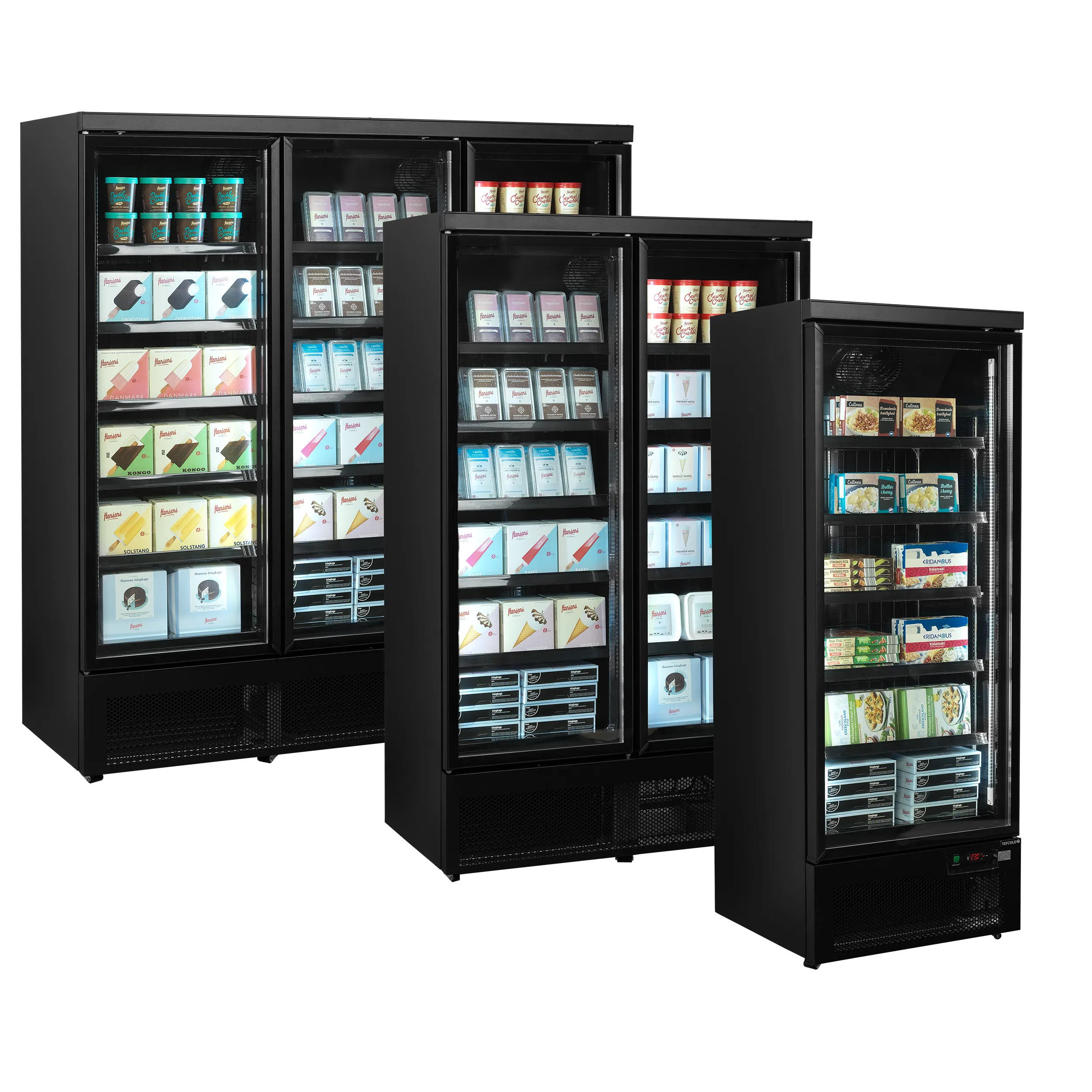 Atom Maxi Display Freezer – 2 Door Black Glass, Ventilated Cooling, LED Interior, Adjustable Shelves, -18 to -22°C