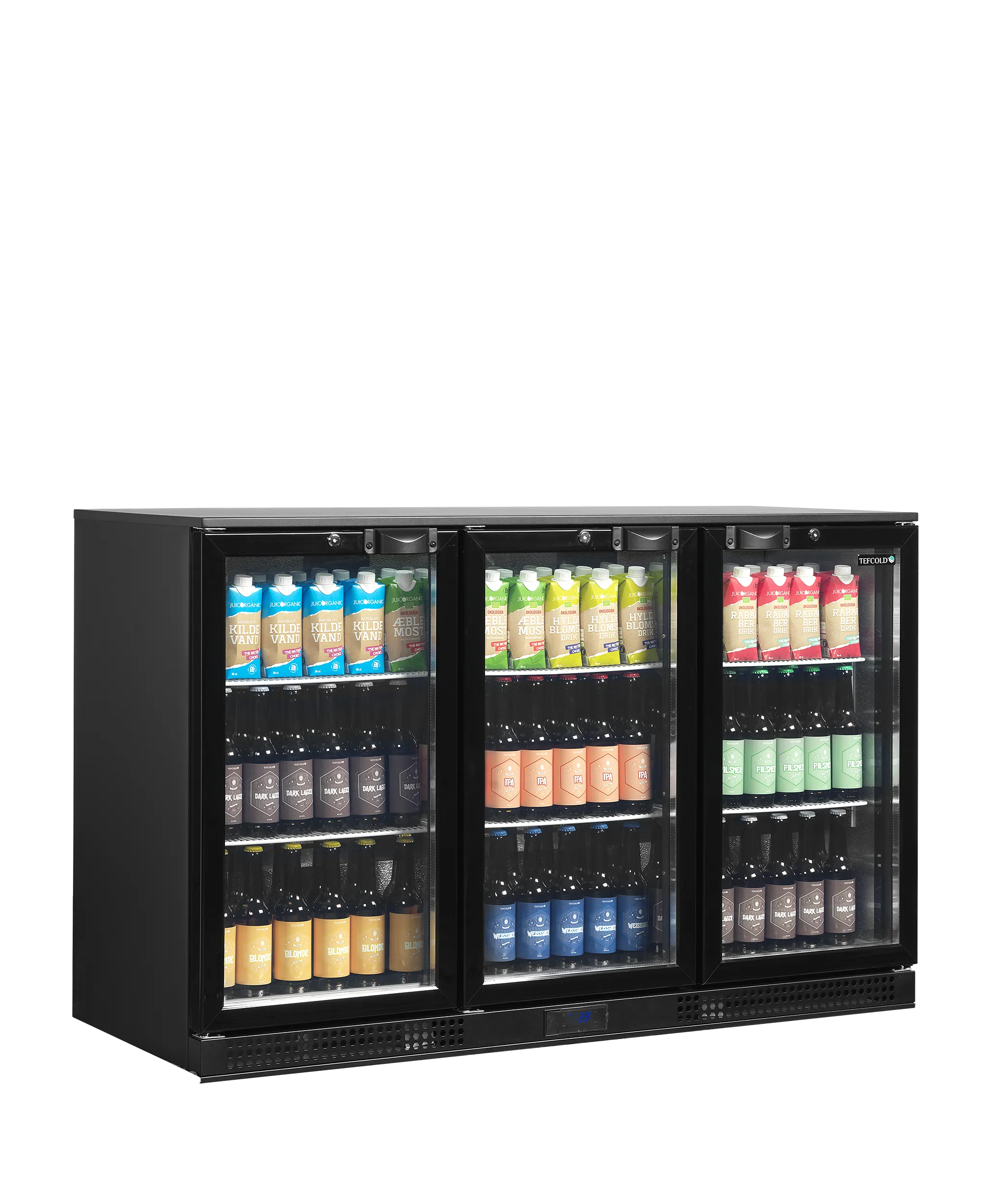 Tefcold DB301H Triple Door Back Bar Cooler – 300L Commercial Display Fridge, Black