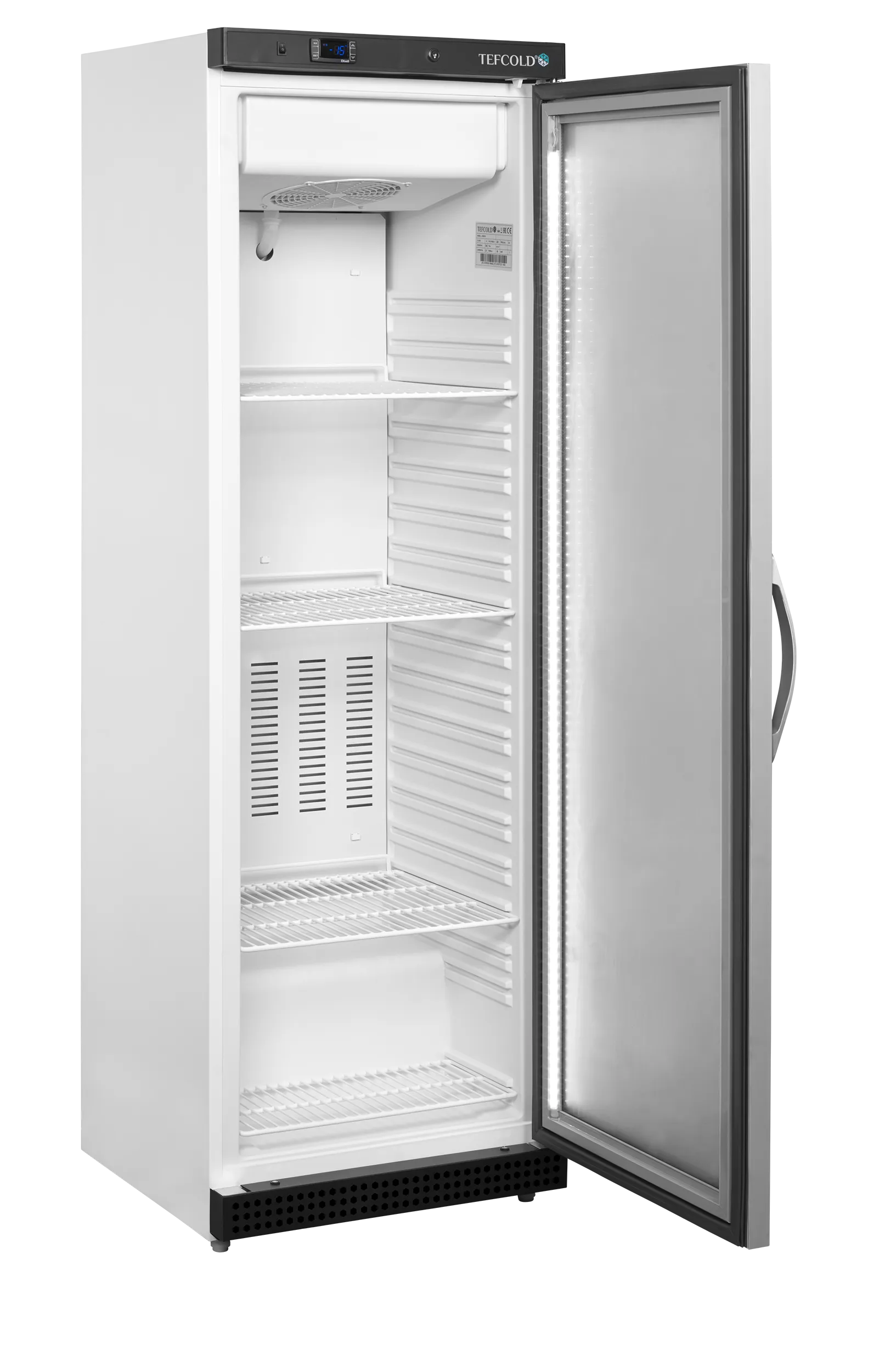 Glass Door Display Freezer UF400VG – 400L Ventilated Refrigeration with Heated Glass Door, LED Light & Adjustable Shelves, R290 Eco-Friendly Refrigerant