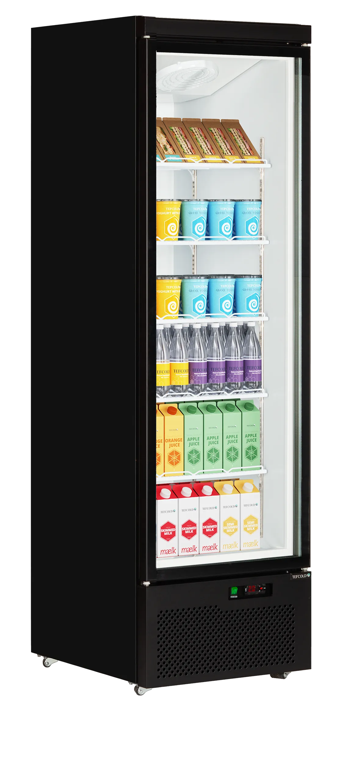 Atom Maxi C1DB Single Glass Door Merchandiser Chiller – Black, 614L, LED Display Cooler