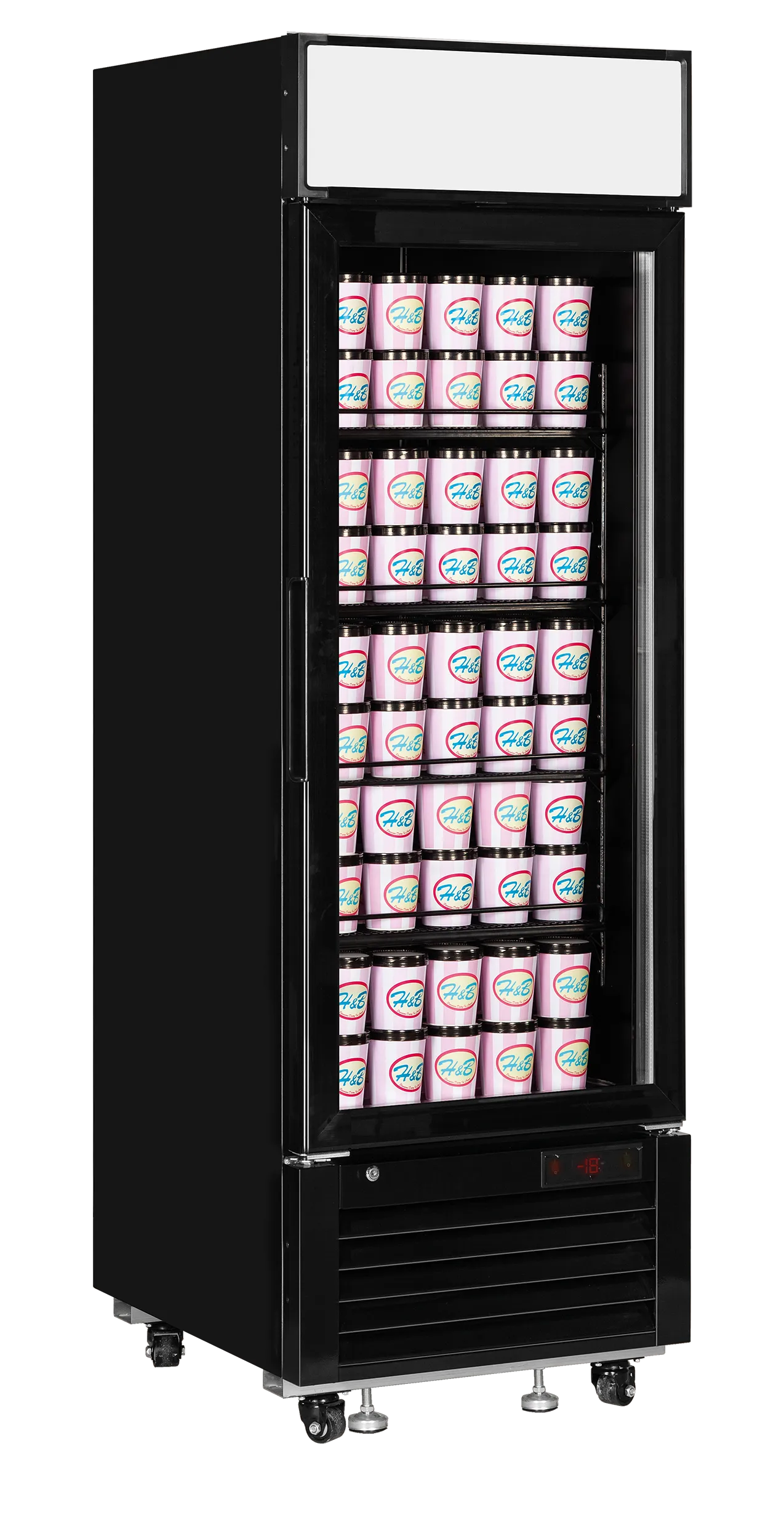 TEFCOLD LGF2500 Black Glass Door Display Freezer – 405L Upright Commercial Freezer with LED Lighting, Heated Glass, and Automatic Defrost