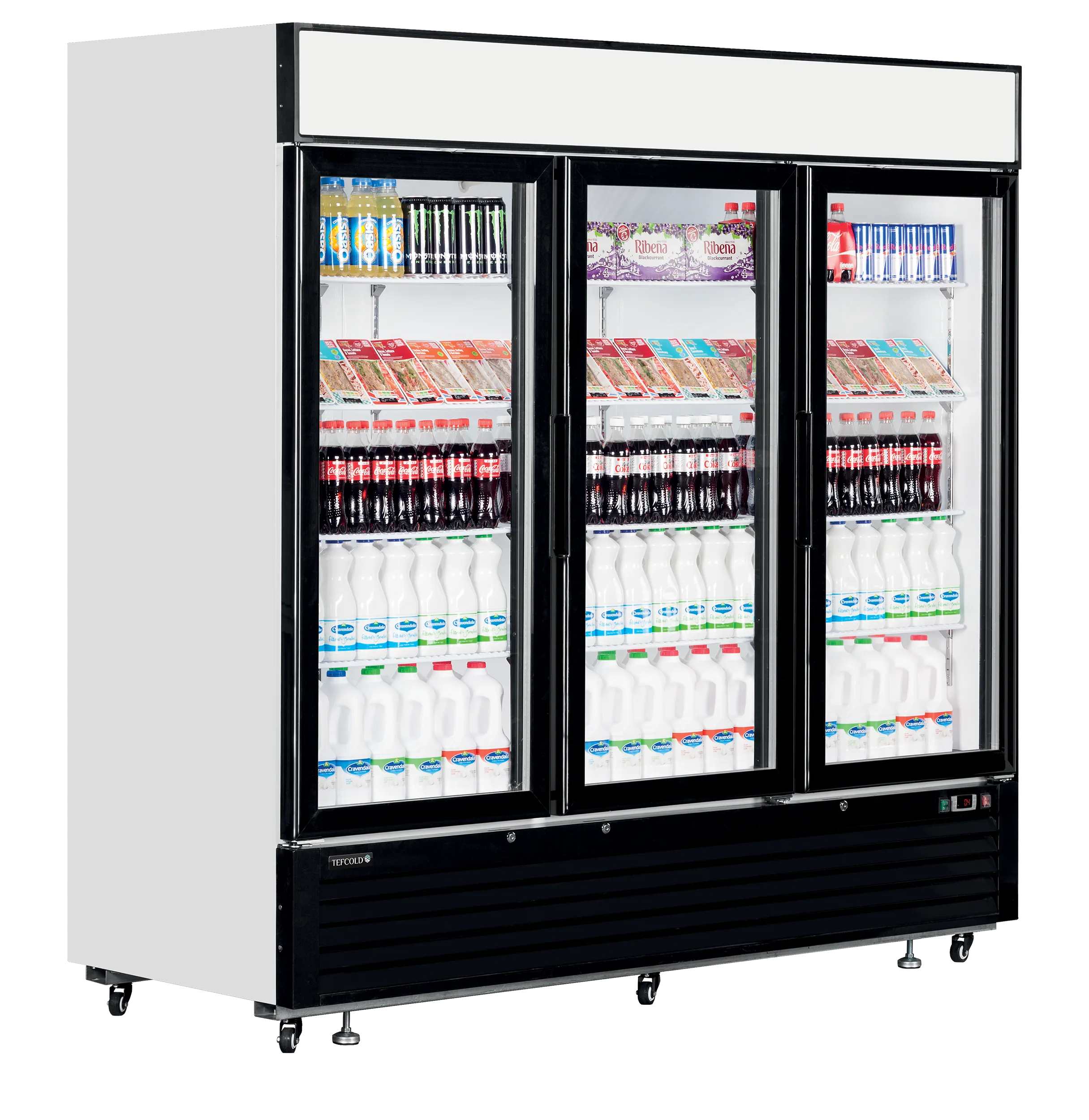 Tefcold LGC7500 Triple Glass Door Merchandiser Chiller | Fan Assisted Cooling | LED Canopy | 2050L Capacity