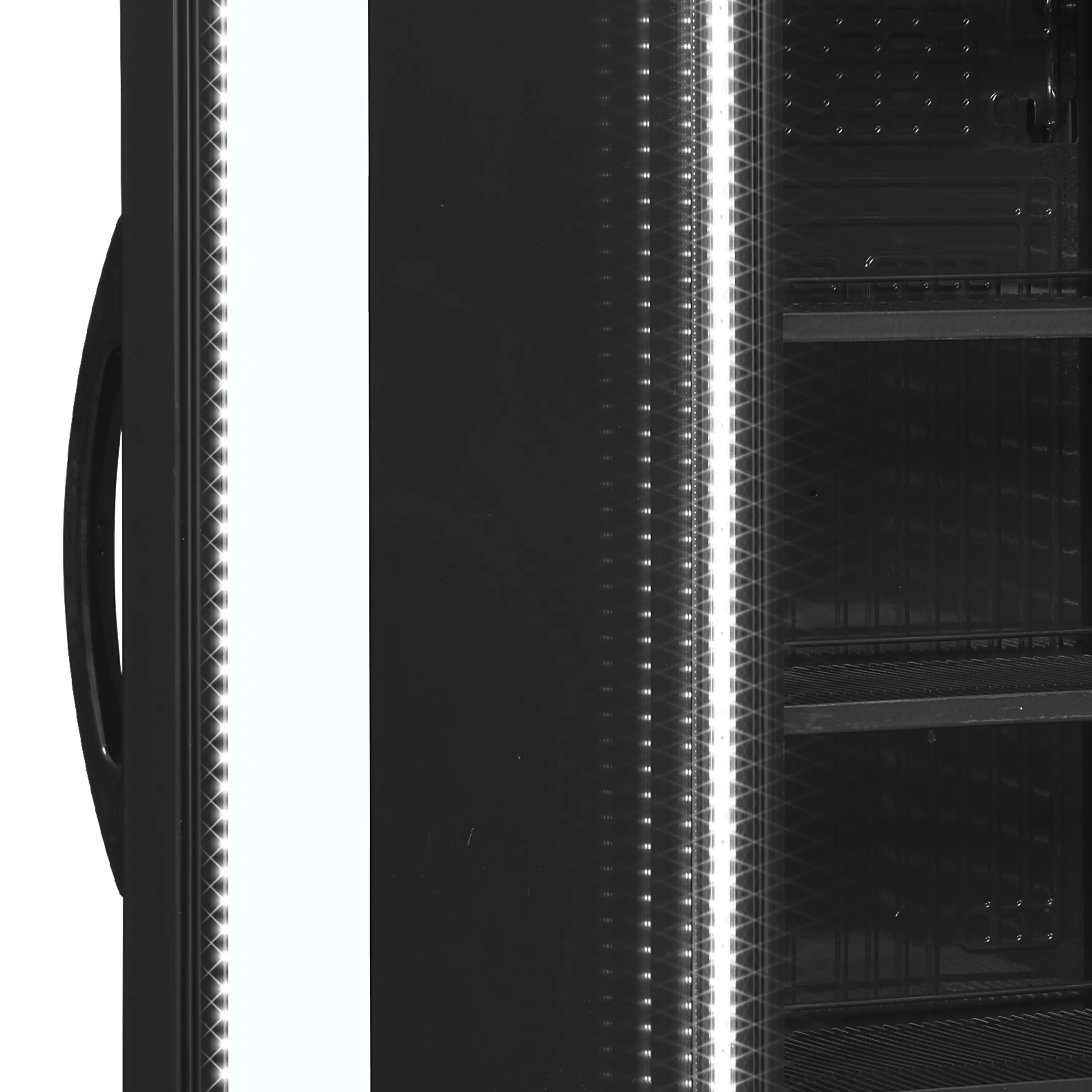 Glass Door Display Merchandiser CEV425 Black – Left Hinged, LED Lit Beverage Cooler, Fan Assisted Cooling