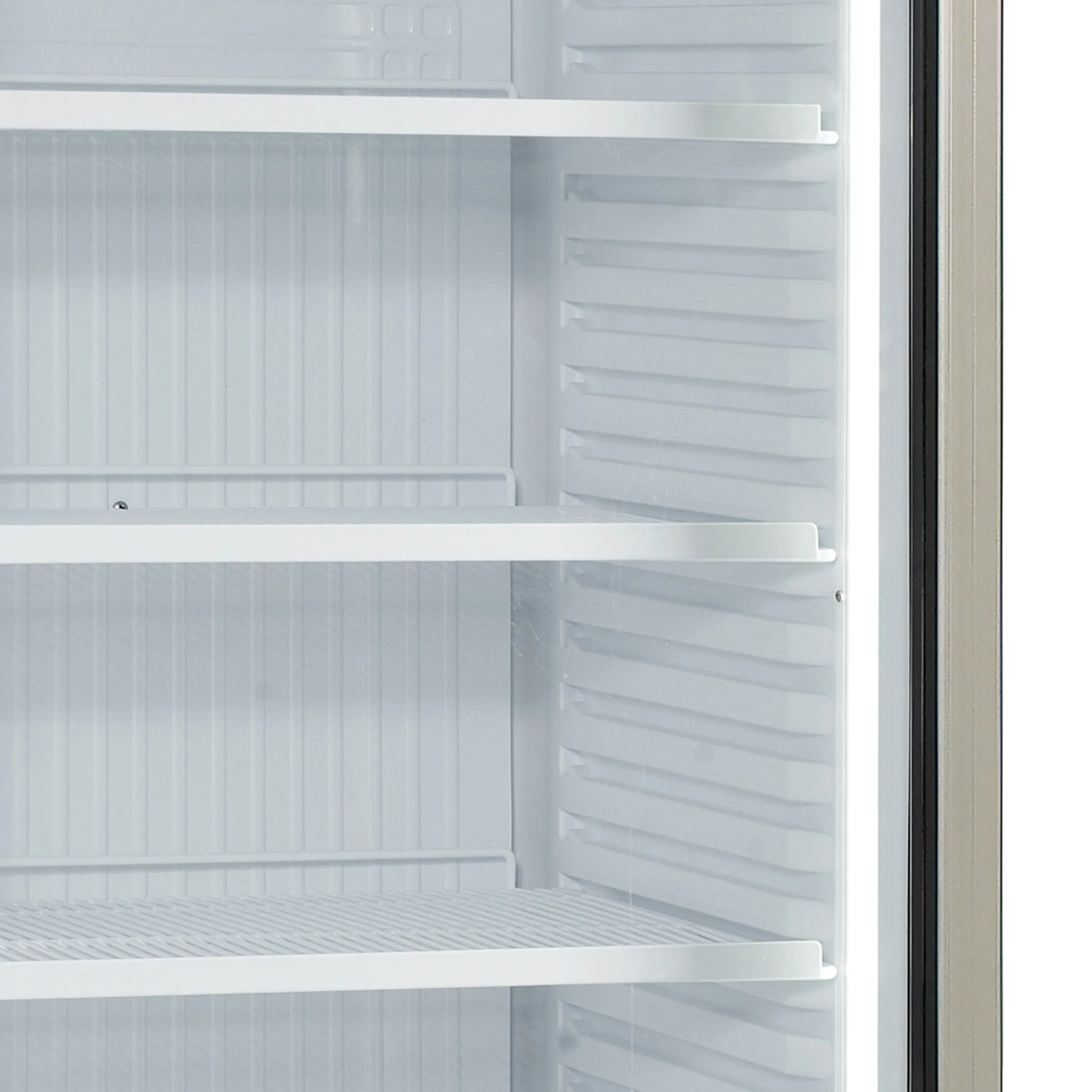 Glass Door Merchandiser FSC1450 – 438L Upright Display Cooler, Fan Assisted Cooling, LED Canopy, White Finish