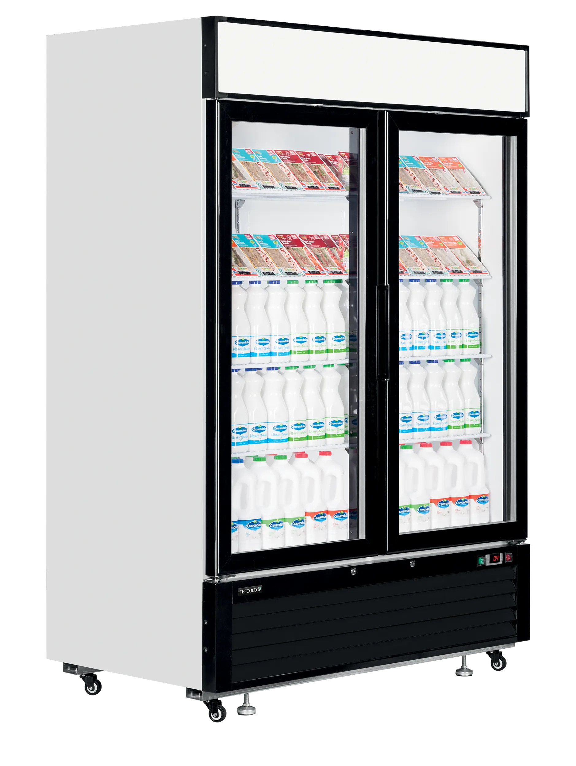 Glass Door Merchandiser LGC5000 – 2 Door Commercial Display Chiller, Fan Assisted Cooling, LED Canopy, 922L Net Capacity