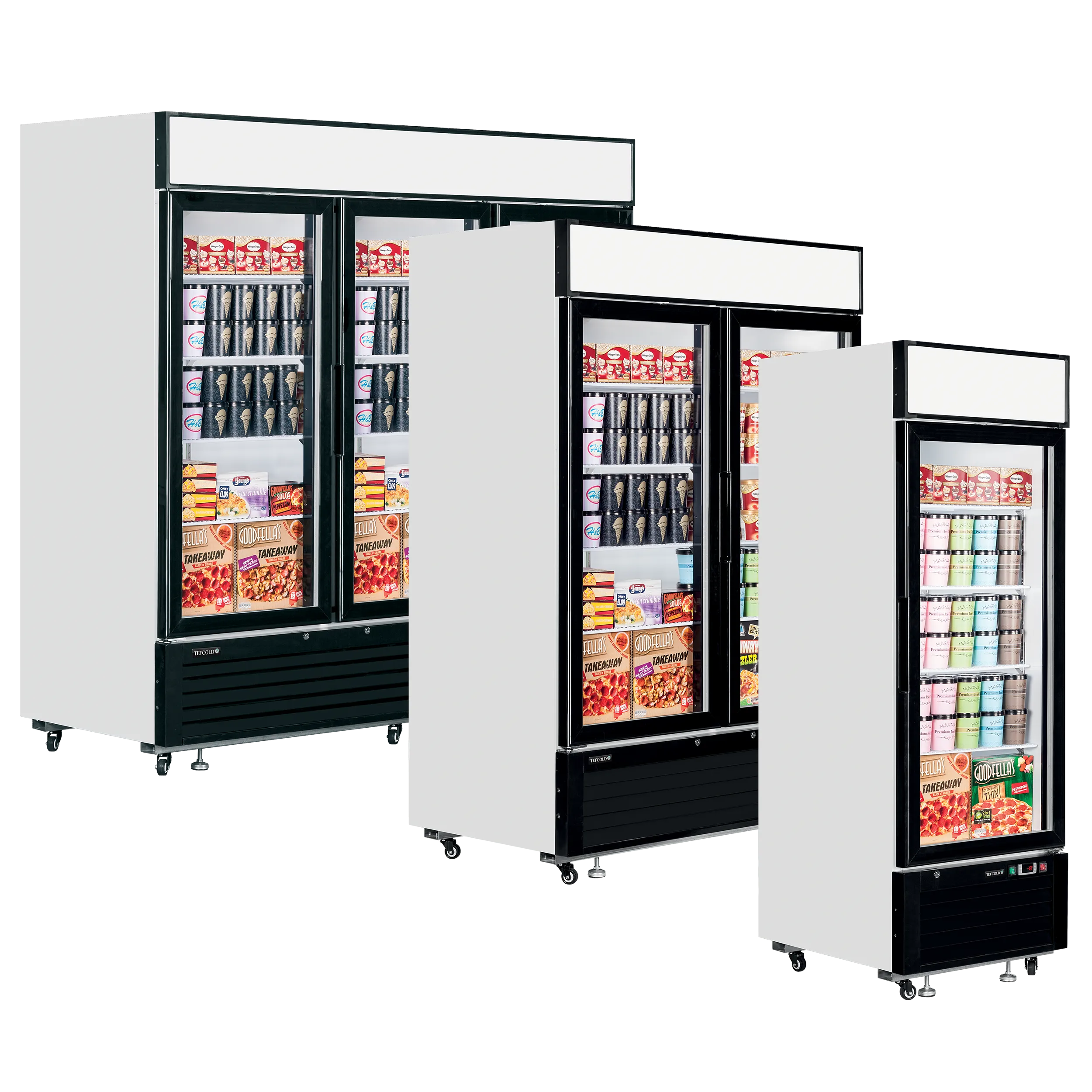 TEFCOLD LGF2500 Glass Door Display Freezer – 405L, Single Door, LED Lighting, Fan-Assisted Cooling, Heated Glass, Stainless Steel Base, White